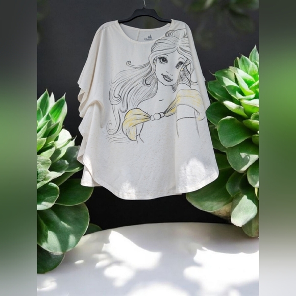 Beauty And The Beast Disney Parks White Graphic Short Sleeve Women's Tee XXL EUC - Picture 1 of 7